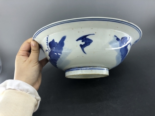 青花人物折沿大碗