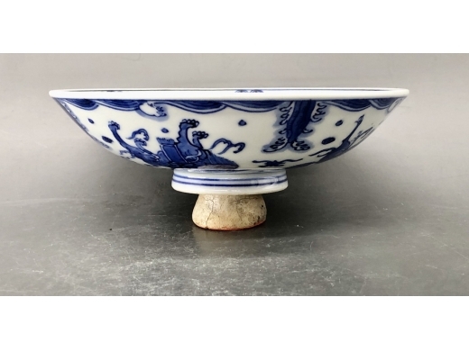 青花麒麟福寿康宁纹大盖碗