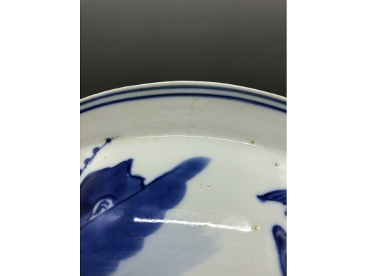 青花人物折沿大碗