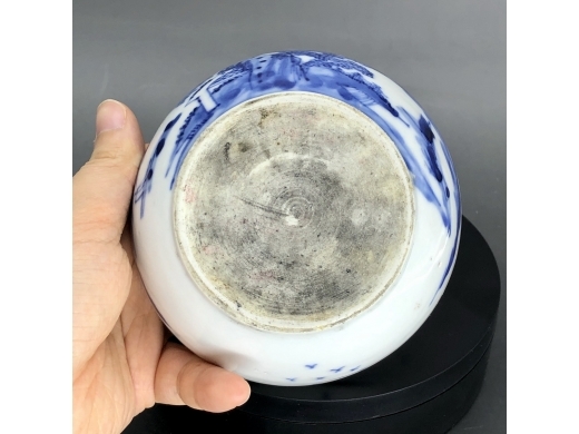 青花山水纹研钵