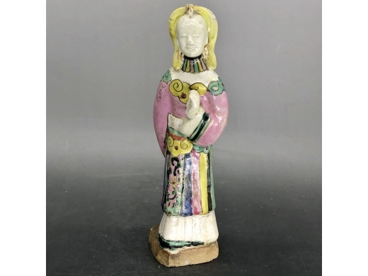 粉彩仕女瓷塑