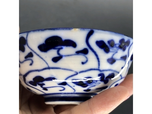 青花灵芝纹茶盏