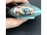 粉彩松石绿底开光洞石纹水盂