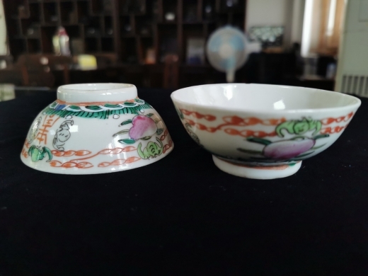 粉彩福寿纹碗（对）