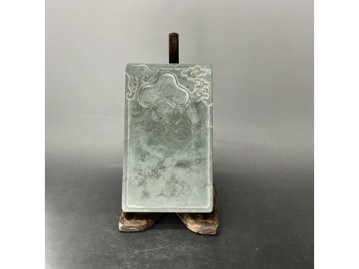 绿端石角花长方砚