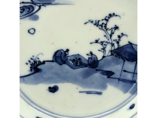 青花山水纹碟