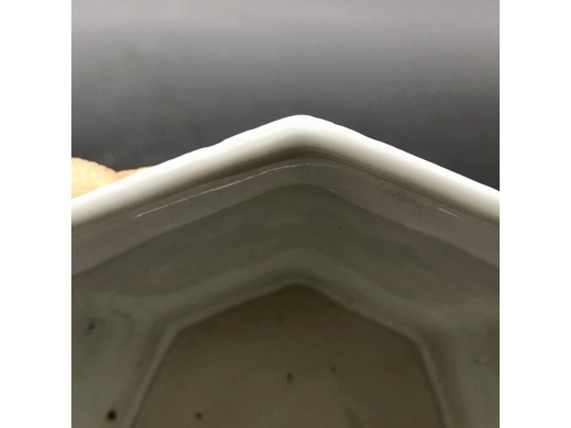 青花八方渔樵耕读盖碗