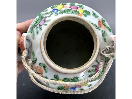 广彩花鸟直筒茶壶