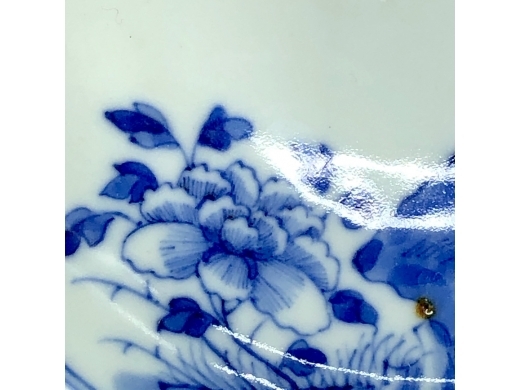 青花富贵白头纹盘