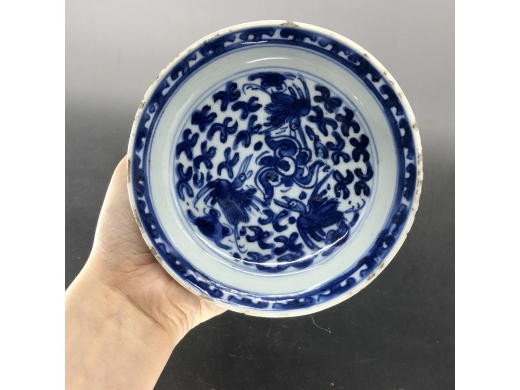 青花云鹤纹半碗