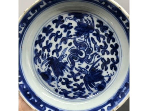 青花云鹤纹半碗