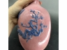胭脂红堆塑喜鹊登梅瓶
