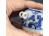 青花淡描缠枝花鸟食缸
