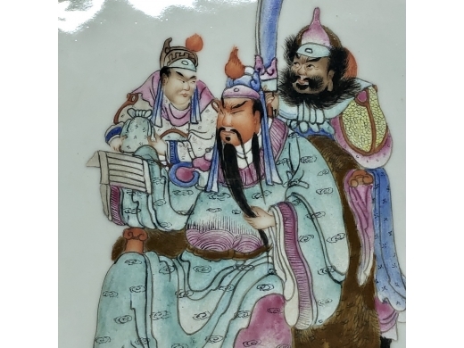 粉彩英武绝伦瓷板