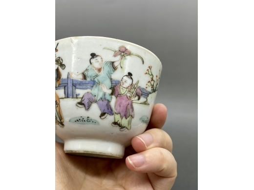 粉彩五子登科茶盏