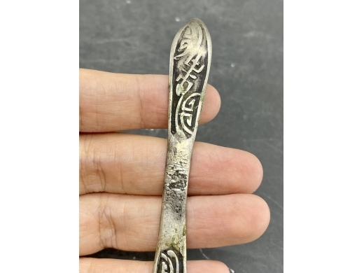 银模印寿字纹双尖压发