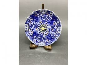 青花描金加彩魁星四书纹盘