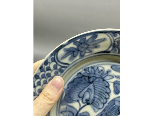 青花凤纹折沿盘