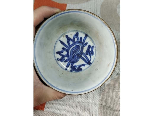 青花如意头碗一对