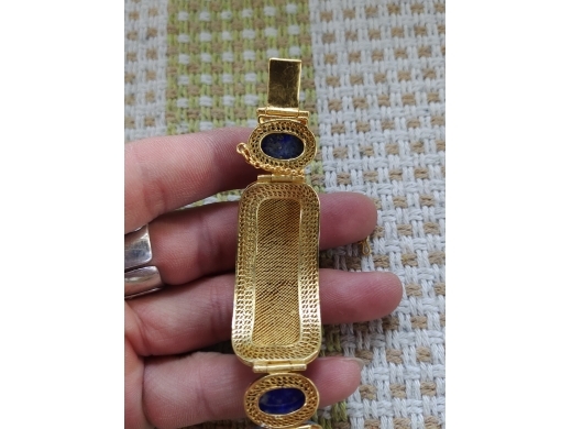 银鎏金烧蓝嵌青金石手链