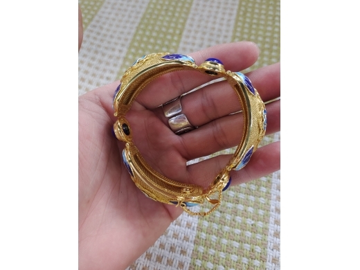 银鎏金烧蓝嵌青金石手链