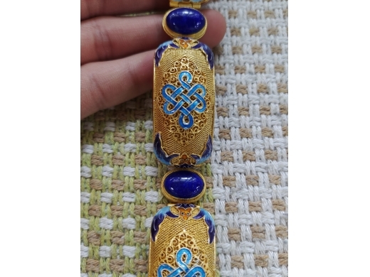 银鎏金烧蓝嵌青金石手链