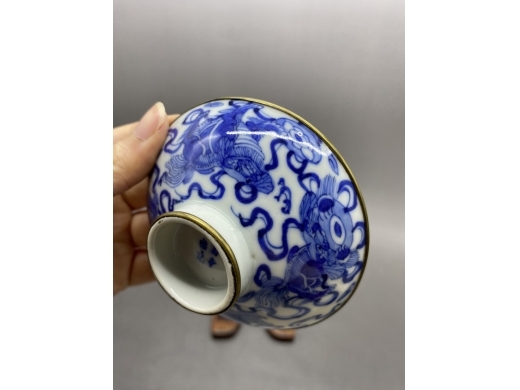 青花四世同堂碗盖