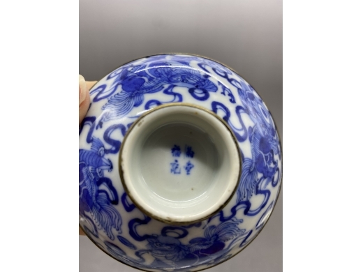 青花四世同堂碗盖