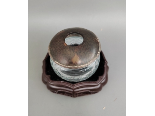 银玳瑁盖水晶玻璃墨水瓶