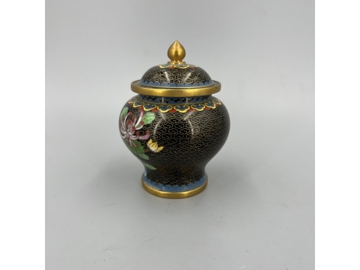 铜鎏金掐丝珐琅花卉纹盖罐