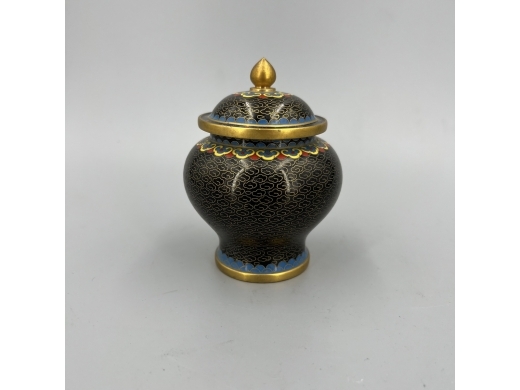 铜鎏金掐丝珐琅花卉纹盖罐