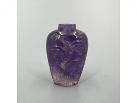 紫水晶雕花卉纹小瓶
