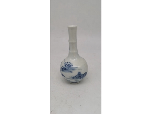 青花山水人物竹节胆瓶