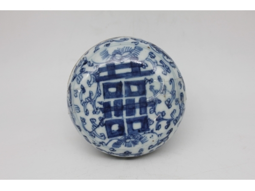 青花喜字印盒