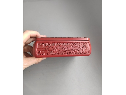 雕漆山水人物文房套盒