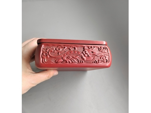 雕漆山水人物文房套盒