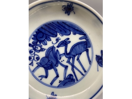 青花爵鹿封猴纹盘