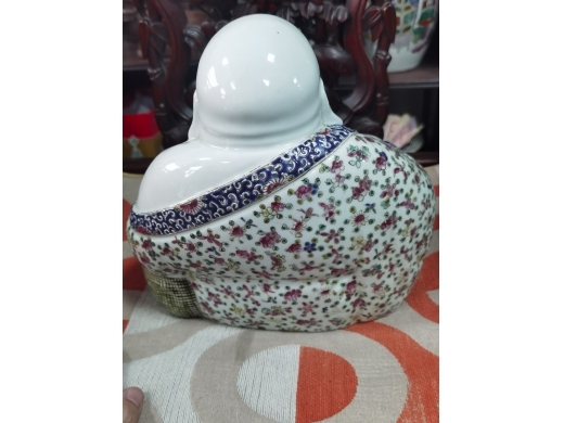 粉彩瓷弥勒像朱茂记造