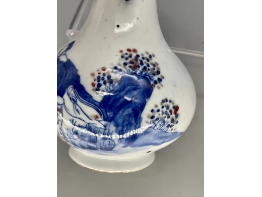 青花釉里红人物象耳瓶