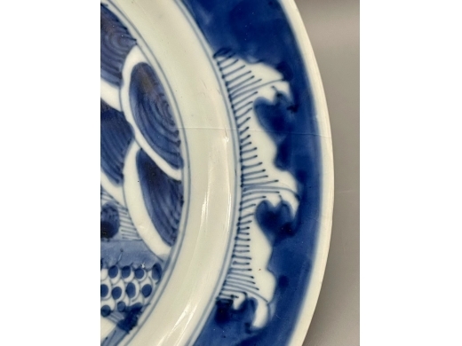 青花鱼化龙纹折沿盘