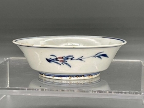 青花釉里红鱼藻纹半碗