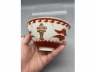 矾红描金福寿纹盖碗