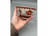 矾红描金福寿纹盖碗