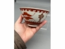矾红描金福寿纹盖碗