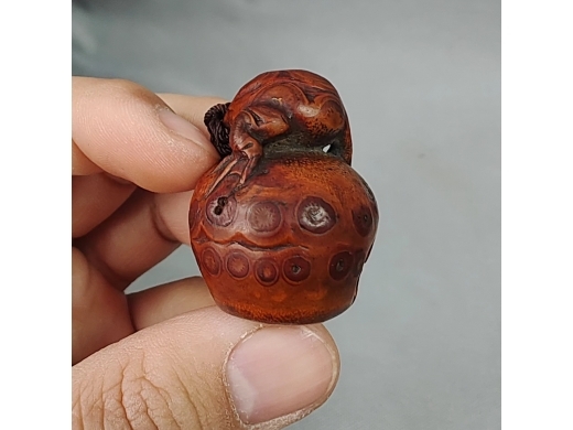 竹根呱呱来财挂件