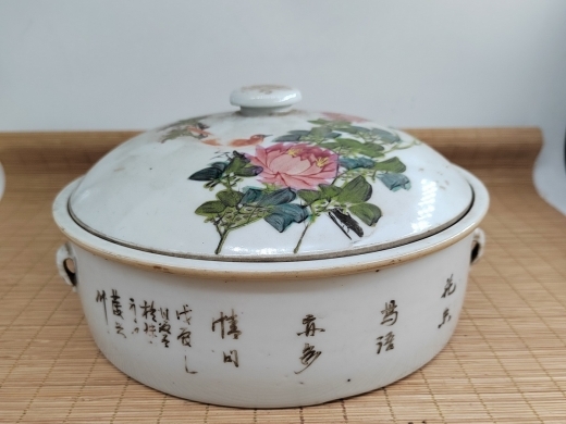 粉彩花鸟诗文一品锅