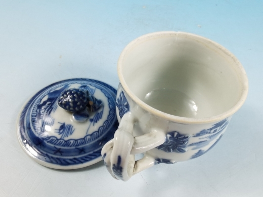 青花山水楼阁帖花耳杯