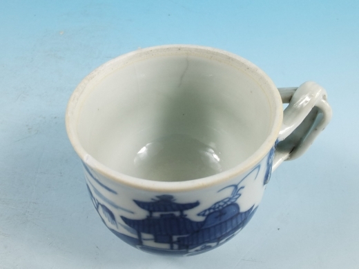 青花山水楼阁帖花耳杯