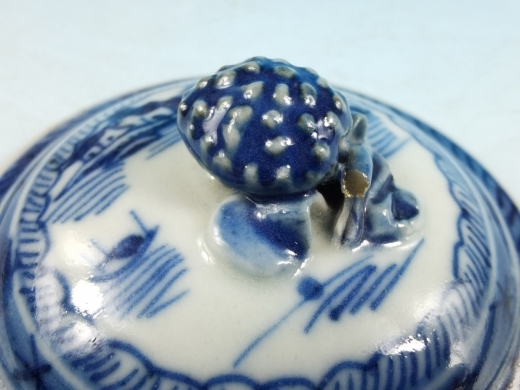 青花山水楼阁帖花耳杯