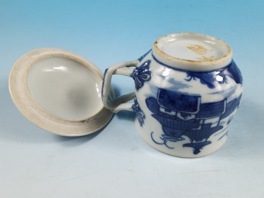 青花山水楼阁帖花耳杯